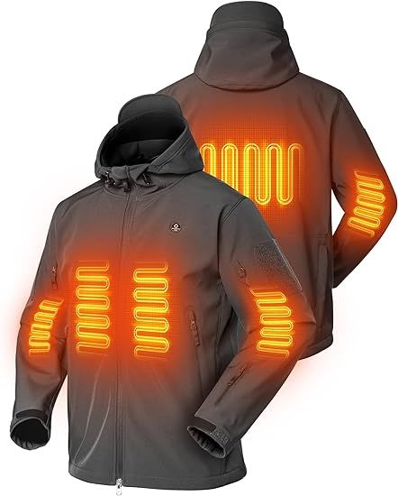 Heated Jacket for Men Soft Shell Heating Hood Jacket ANTARCTICA GEAR Winter Coat For Hunting Camping Climbing Doba